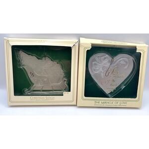 VTG Hallmark Ornaments Highlights 1982 Christmas Sleigh1984 The Miracle Love